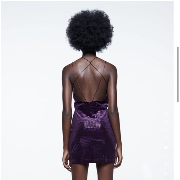 Blogger’s Favorite 🤩 Zara Purple Shiny Ring Detail Strappy Back Mini Dress - Picture 2 of 9